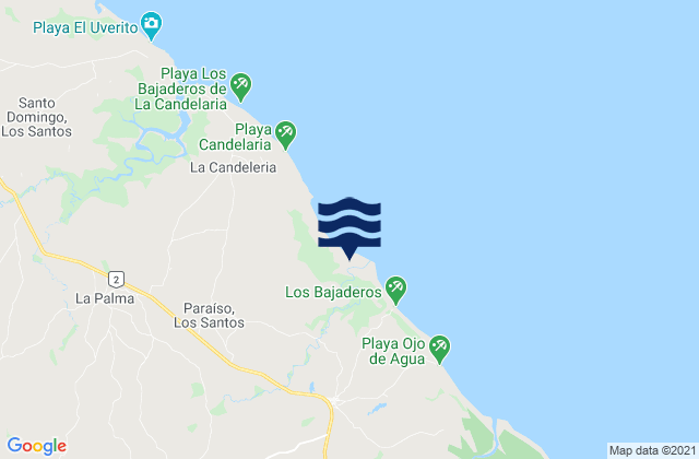 Mapa da tábua de marés em Distrito de Pocrí, Panama