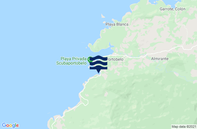 Mapa da tábua de marés em Distrito de Portobelo, Panama