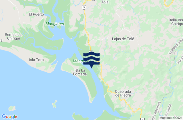 Mapa da tábua de marés em Distrito de Tolé, Panama