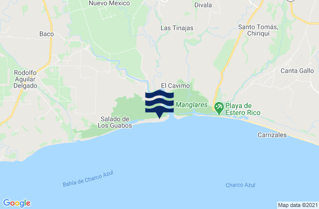 Mapa da tábua de marés em Divalá, Panama