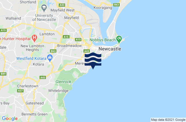 Mapa da tábua de marés em Dixon Park, Australia