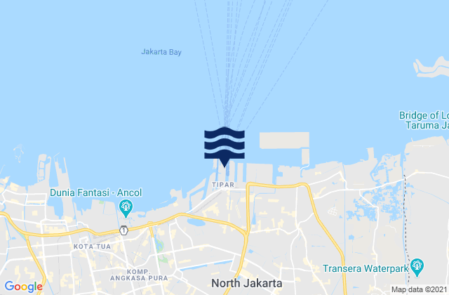 Mapa da tábua de marés em Djakarta (tandjungpriok), Indonesia