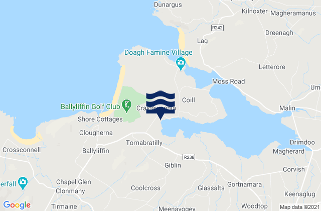 Mapa da tábua de marés em Doagh Isle, Ireland