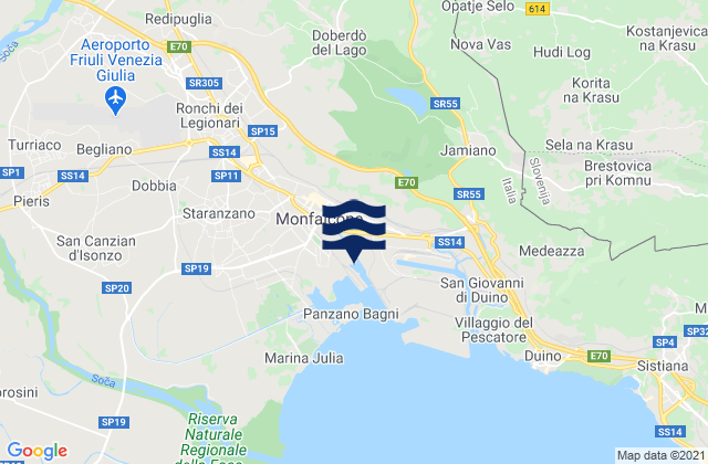Mapa da tábua de marés em Doberdò del Lago, Italy