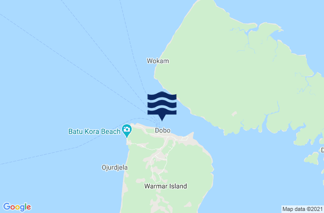Mapa da tábua de marés em Dobo Wamar Island Aru Islands, Indonesia