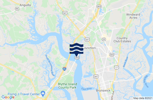 Mapa da tábua de marés em Dock Junction, United States