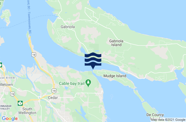 Mapa da tábua de marés em Dodd Narrows, Canada