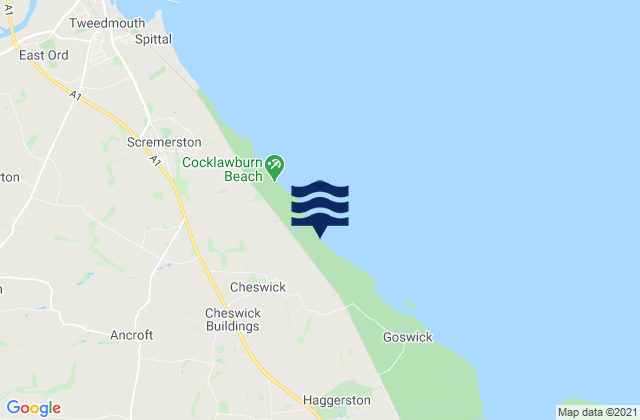 Mapa da tábua de marés em Doddington, United Kingdom