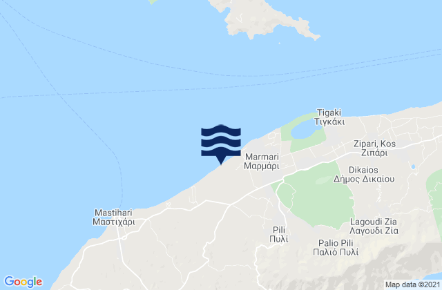 Mapa da tábua de marés em Dodecanese, Greece