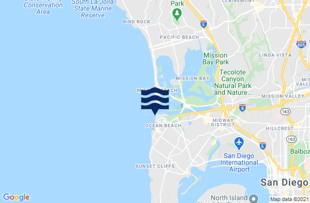 Mapa da tábua de marés em Dog Beach, United States