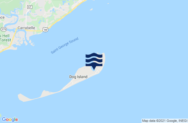 Mapa da tábua de marés em Dog Island East End, United States