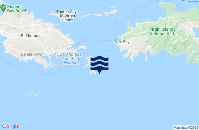 Mapa da tábua de marés em Dog Island St. Thomas, U.S. Virgin Islands