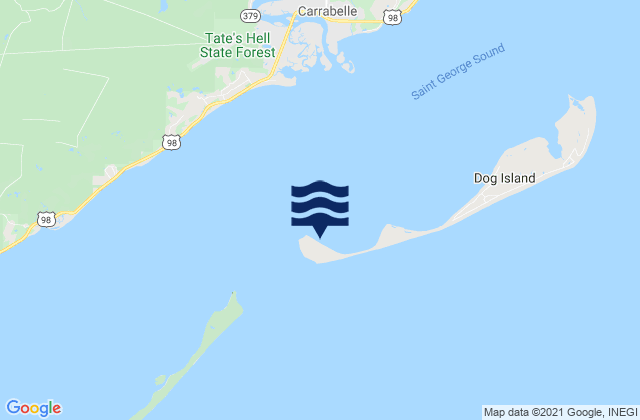 Mapa da tábua de marés em Dog Island West End, United States