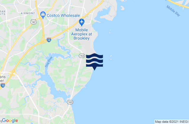 Mapa da tábua de marés em Dog River Point, United States