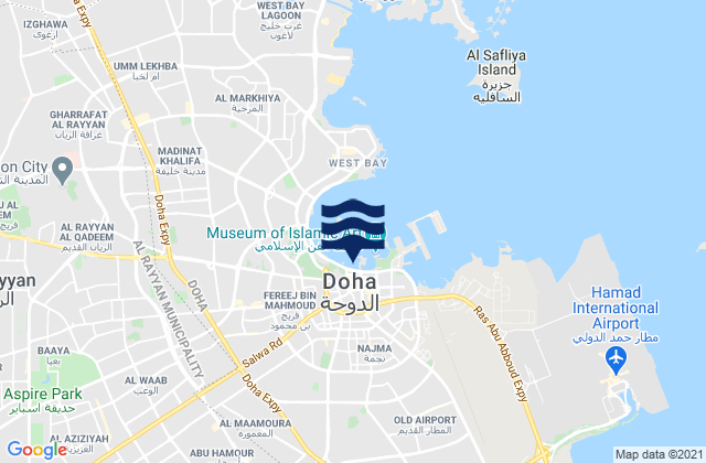 Mapa da tábua de marés em Doha, Qatar