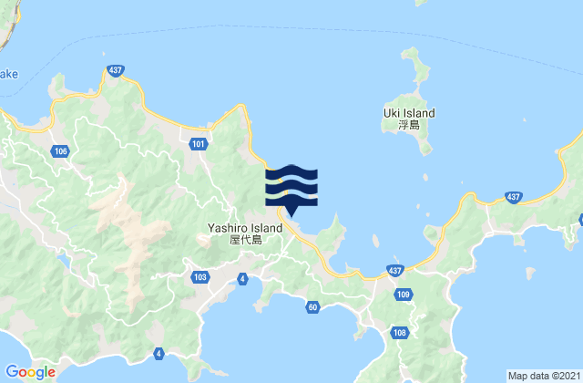Mapa da tábua de marés em Doi, Japan