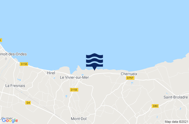 Mapa da tábua de marés em Dol-de-Bretagne, France