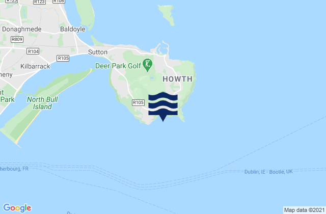 Mapa da tábua de marés em Doldrum Bay, Ireland
