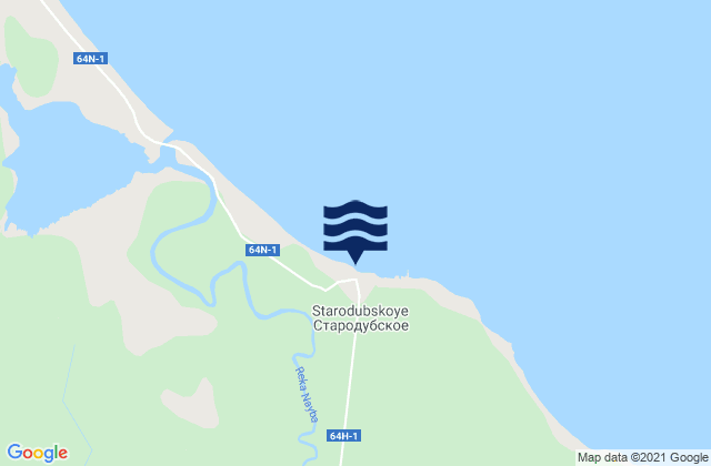 Mapa da tábua de marés em Dolinsk, Russia
