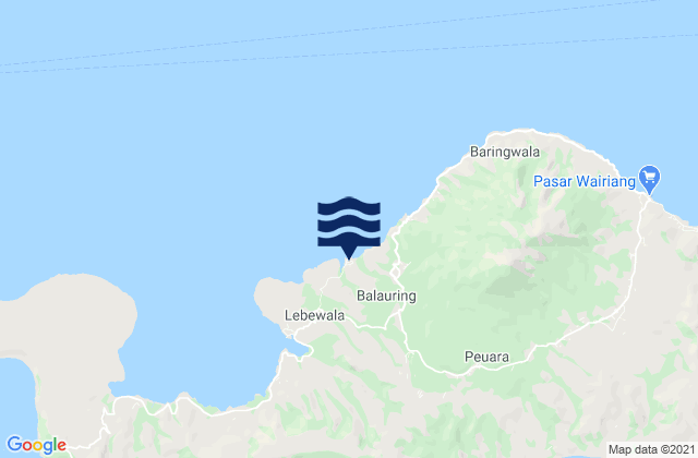 Mapa da tábua de marés em Dolulolong, Indonesia