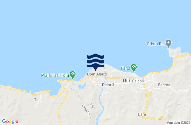Mapa da tábua de marés em Dom Aleixo, Timor Leste