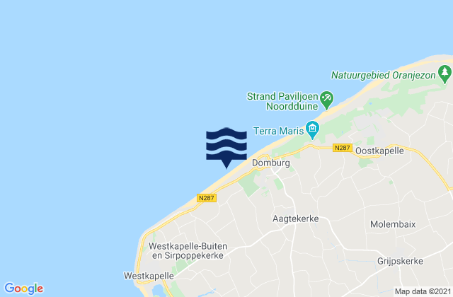 Mapa da tábua de marés em Domburg, Netherlands