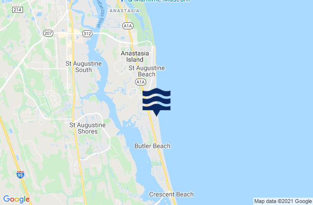 Mapa da tábua de marés em Dondanville Road, United States
