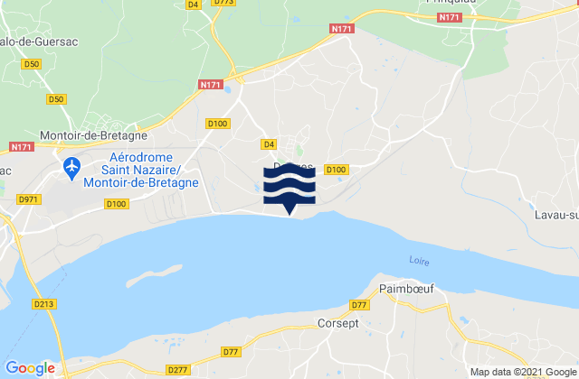 Mapa da tábua de marés em Donges, France