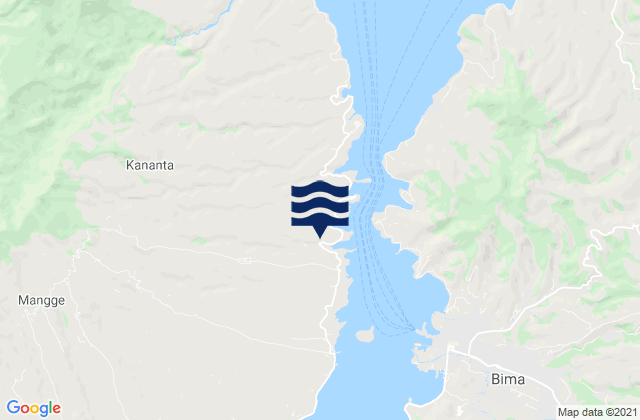 Mapa da tábua de marés em Donggo, Indonesia