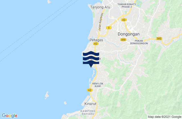 Mapa da tábua de marés em Donggongon, Malaysia