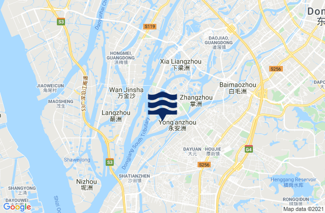 Mapa da tábua de marés em Dongguan, China