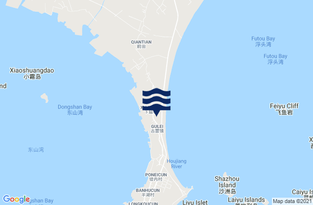 Mapa da tábua de marés em Donglin, China