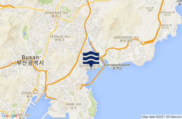 Mapa da tábua de marés em Dongnae, South Korea