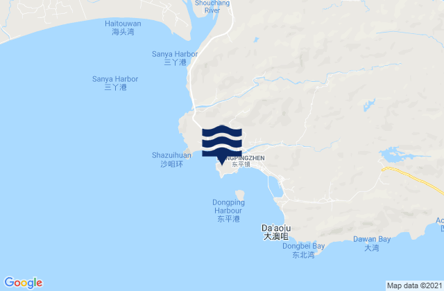 Mapa da tábua de marés em Dongping, China