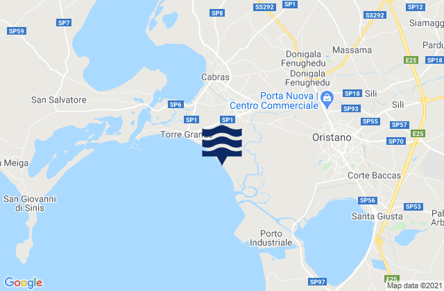 Mapa da tábua de marés em Donigala Fenugheddu, Italy