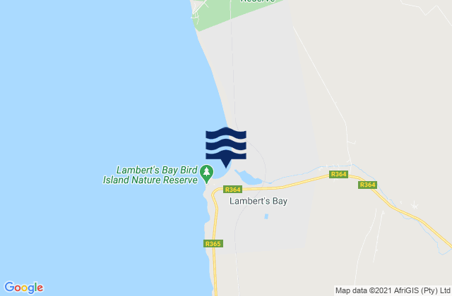 Mapa da tábua de marés em Donkin Bay, South Africa