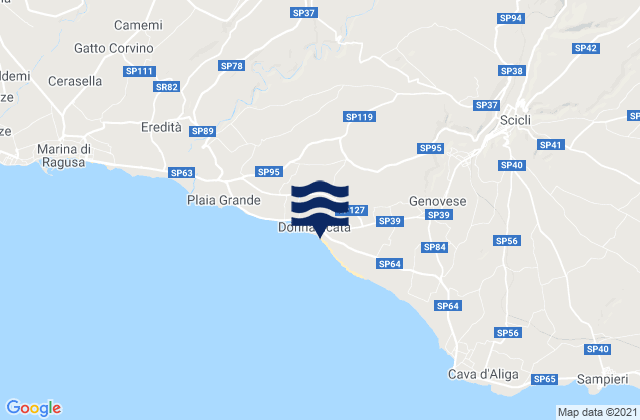 Mapa da tábua de marés em Donnalucata, Italy