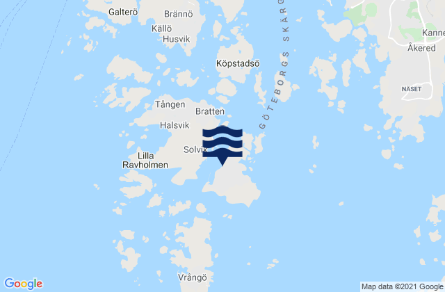 Mapa da tábua de marés em Donsö, Sweden