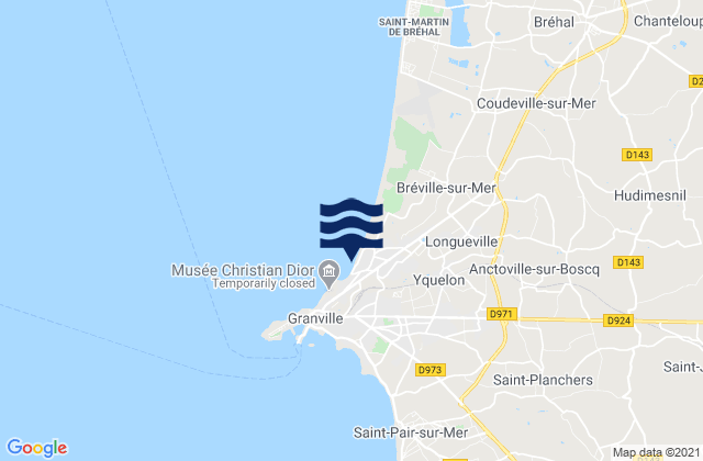 Mapa da tábua de marés em Donville-les-Bains, France