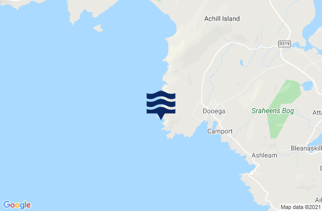 Mapa da tábua de marés em Dooega Head, Ireland