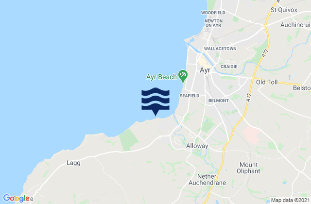 Mapa da tábua de marés em Doonfoot Beach, United Kingdom