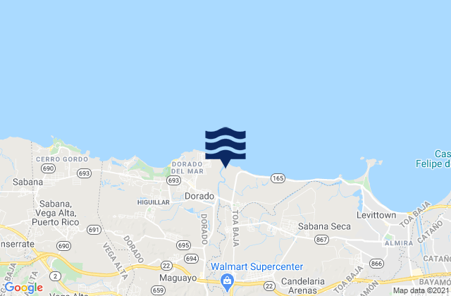 Mapa da tábua de marés em Dorado Barrio-Pueblo, Puerto Rico