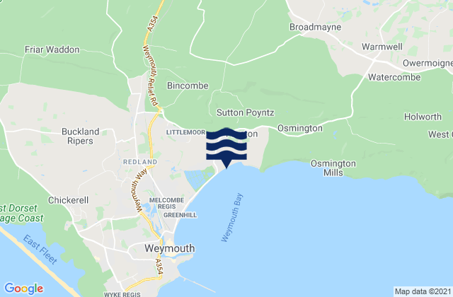 Mapa da tábua de marés em Dorchester, United Kingdom