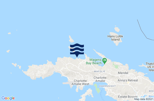 Mapa da tábua de marés em Dorothea Bay Saint Thomas, U.S. Virgin Islands