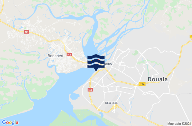 Mapa da tábua de marés em Douala, Cameroon