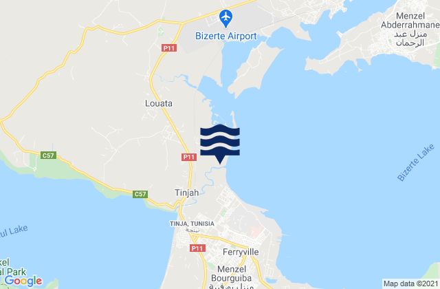 Mapa da tábua de marés em Douar Tindja, Tunisia