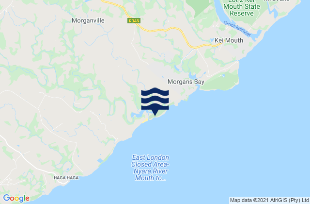 Mapa da tábua de marés em Double Mouth, South Africa