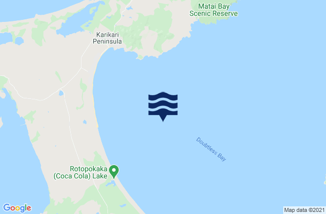 Mapa da tábua de marés em Doubtless Bay, New Zealand