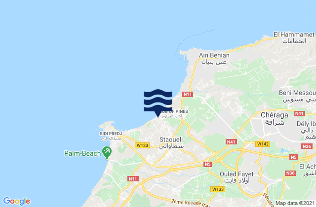 Mapa da tábua de marés em Douera, Algeria