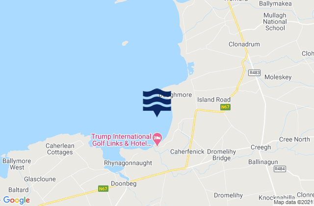Mapa da tábua de marés em Doughmore Bay, Ireland